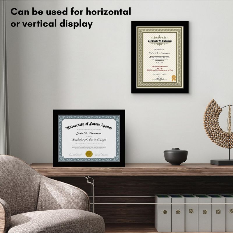 Americanflat Set of 2 Diploma Frame 8.5" x 11" with Table Stand - Black Wood and Glass, 4 of 7
