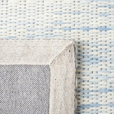 Marbella Blue and Ivory Hand Woven Wool Area Rug, 6' x 6'