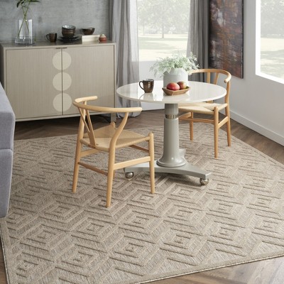 Natural Beige Diamond Flatweave 8' x 10' Indoor Outdoor Rug