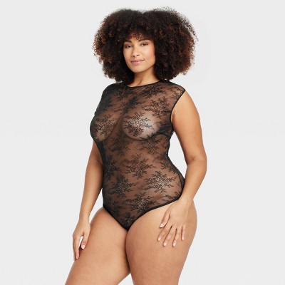 Women's Lace Sleeveless Lingerie Bodysuit - Auden™ Black