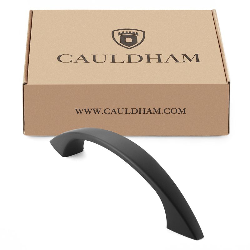 Cauldham Solid Kitchen Cabinet Arch Pulls Handles (3" Hole Centers) - Curved Drawer/Door Hardware - Style M243 - Matte Black, 4 of 6
