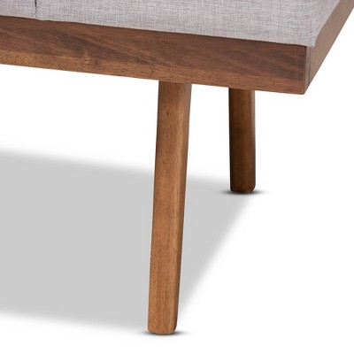 Larisa Beige and Walnut Brown Upholstered Wood Bench