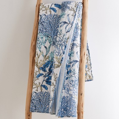 Mahina Coastal Blue and White Quilted Cotton Throw