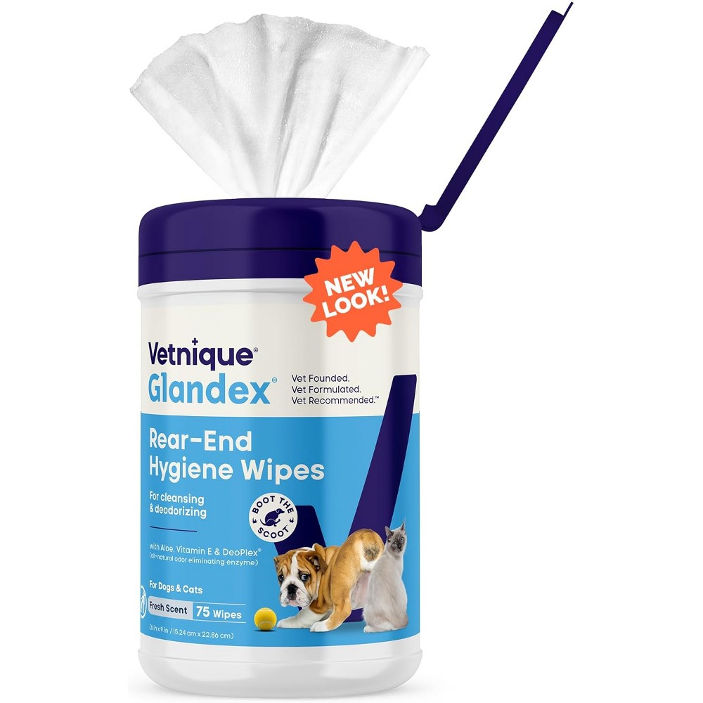 Vetnique Glandex Dog Rear End Wipes - 16oz/75ct
