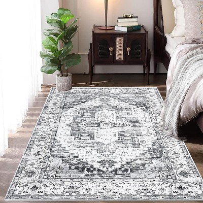 Vintage Oriental Rug - Ultra Soft Washable Non-Slip Carpet for Living Room, Bedroom