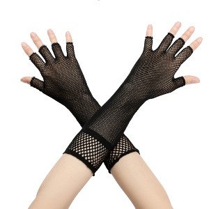 INSPIRE CHIC Women's Fishnet Elastic Mesh Half Finger Gloves 1 Pair - 1 of 4
