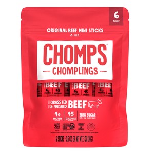 Chomps Chomplings Original Beef Mini Sticks - 3oz/6ct - 1 of 4
