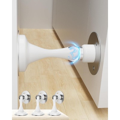 DOMETOUR Magnetic Door Stopper 3 Pack, Stainless Steel Heavy Duty Door Holder with Double Sided Tape, Wall/Floor Mount