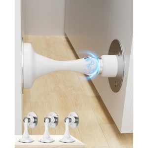 DOMETOUR Magnetic Door Stopper 3 Pcs, Stainless Steel Heavy Duty Door Holder with Double Sided Tape, Wall/Floor Mount - 1 of 4