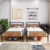 Metal Twin-over-Twin Bunk Bed, Heavy-Duty Industrial Frame with Safety Guardrails & Ladder, Convertible into Two Twin Beds, Brown - 3 of 4