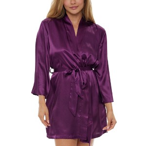 ADR Women's Satin Robe, Short Satin Wrap Robe, Silk like Loungewear - 1 of 4