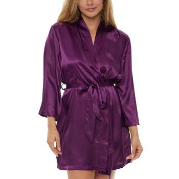 Women's Short Satin Wrap Robe, Silk like Loungewear