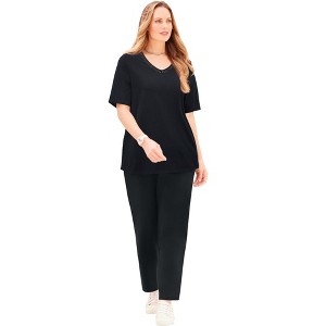 Catherines Petite Suprema Crochet V-Neck Tee - 1 of 4