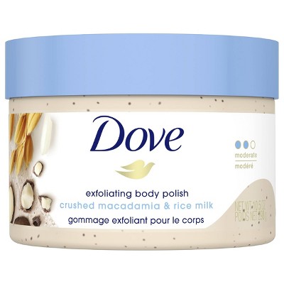 Dove Crushed Macadamia & Rice Milk Exfoliating Body Polish Scrub - 10.5oz
