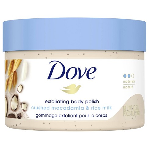 Dove Crushed Macadamia & Rice Milk Exfoliating Body Polish Scrub - 10.5oz - image 1 of 4