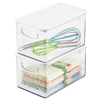 mDesign Plastic Deep Kitchen Storage Bin Box, Lid/Handles