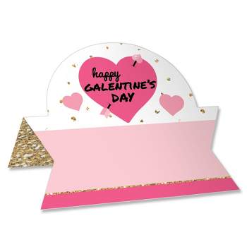 Big Dot of Happiness Be My Galentine - Galentine's & Valentine's Day Party Tent Buffet Card - Table Setting Name Place Cards - Set of 24