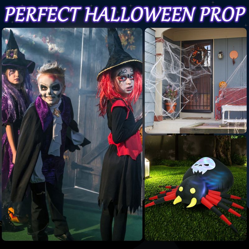 Costway 6.5FT Inflatable Halloween Spider Long Outdoor Indoor Blow Up Spider, 5 of 10