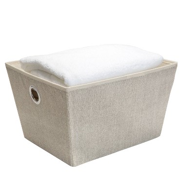 Beige Faux Jute Large Grommet Storage Bin
