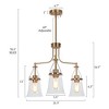 LNC Auisre 3-Light 21.5" Modern Sputnik Medium Chandelier, Polished Gold with Seeded Glass - 3 of 4