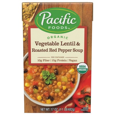 Pacific Foods Organic  Vegetable Lentil & Roasted Red Pepper Soup - 17oz