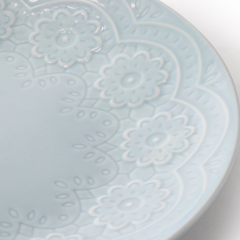 Gibson Hometrends Alemany 10.6 Inch Round Stoneware Dinner Plate Set in Aqua, 4 of 7