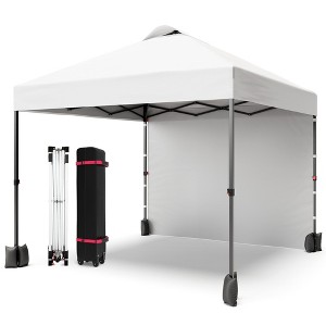10x10 Pop Up Canopy Tent, Instant Portable Shelter with Wheeled Bag and Silver Coated Top, Adjustable Heights Gazebo with Sidewall, Outdoor Sun Shade - 1 of 4
