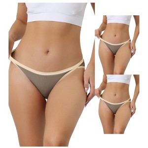 Allegra K Women's Cotton Low Waist Stretch Soft Comfortable High Cut Underwear 3 Packs - 1 of 4