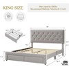 Jojoka Full/Queen/King Bed Frame with 2 Storage Drawers, Velvet Upholstered, Tufted Rivet Headboard, Wooden Slats, Noise-Free, No Box Spring Needed - 2 of 4