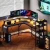 L Shaped Desk with Power Outlets & LED Lights, 62" Computer Desk with Full Monitor Stand & Storage Shelves - 4 of 4