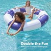Joyfy 80" Pool Lounger Float with Mesh, Double Tanning Pool Floats, Round Ring Lounger with Cup Holder for Adults Lake Beach Fun (Navyblue Strpie) - 4 of 4