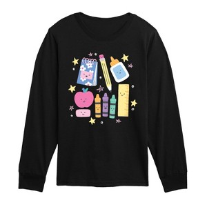 Boys' - Instant Message - School Icons -Youth Long Sleeve Graphic T-Shirt Long Sleeve Graphic T-Shirt - 1 of 4