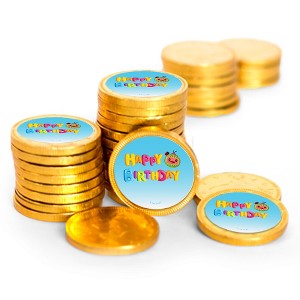 84 Pcs Cooky Melon Kid's Birthday Candy Party Favors Chocolate Coins with Gold Foil - 1 of 2