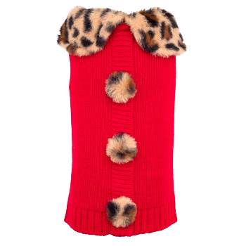 The Worthy Dog Leopard Collar Pullover Dog Cardigan Sweater