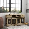 PawHut Double Dog Crate Furniture with Removable Divider for 2 Medium Dogs or 1 Large Dog, Dog Kennel Furniture with Storage, Drawers - 3 of 4