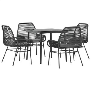 vidaXL Patio Dining Set with Cushions Outdoor Dining Furniture Poly Rattan Glass - Black 31.5" x 31.5" x 29.1" 4 Piece - 1 of 4