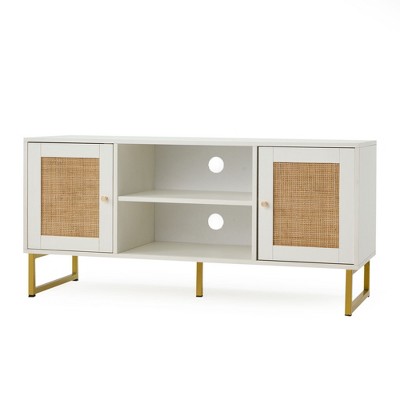 JOMEED TV Console Stand Table Storage Cabinet Media Entertainment Center for Home Theater, Bedroom, Living Room, and TV Supports Up To 110 Pounds