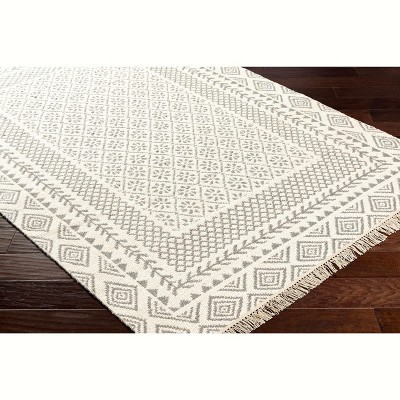 Handmade Gray and Beige Wool Rectangular Area Rug 8' x 10'