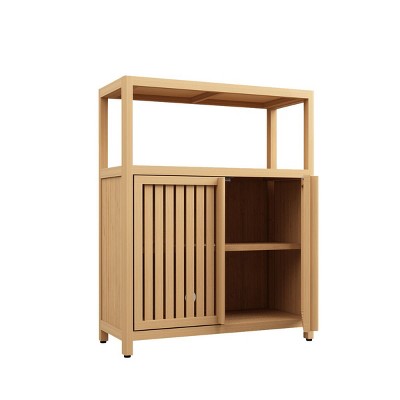 NicBex Bamboo Sideboard Buffet Cabinet Kitchen Buffet Storage Cabinet with Open Storage Shelf & 2 Doors for Kitchen,Living Room,Natural