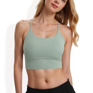 Anna-Kaci Women's Strappy Back Longline Sports Bra with Scoop Neck and Wireless Design - 1 of 4