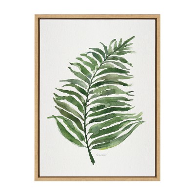 18" x 24" Sylvie Green Fern by Patricia Shaw Framed Wall Canvas Natural - Kate & Laurel All Things Decor