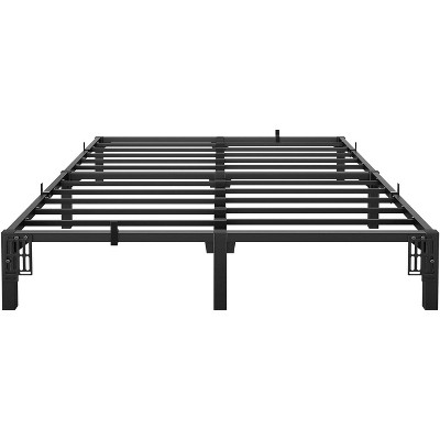 homfan Bed Frame, High Platform Bed Frame, Queen Size with Storage Space, Heavy Duty Steel Slat Support, No Screws Needed, Easy Assembly