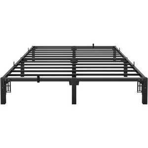 homfan Bed Frame, High Platform Bed Frame, Queen Size with Storage Space, Heavy Duty Steel Slat Support, No Screws Needed, Easy Assembly - 1 of 4