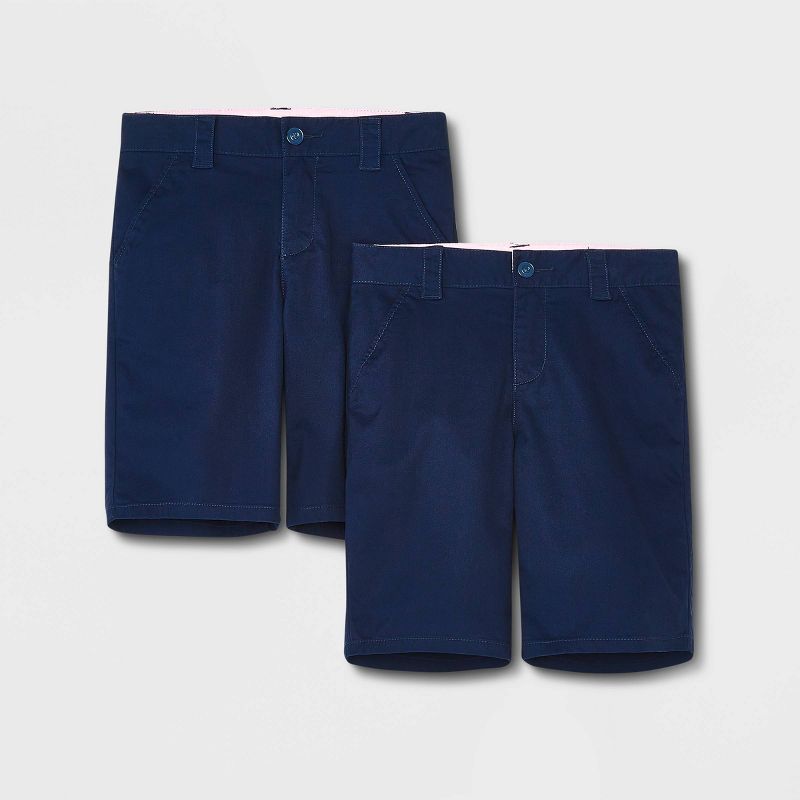 Girls&#39; 2pk Uniform Chino Shorts - Cat &#38; Jack&#8482; Blue, 1 of 5
