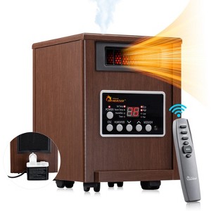 DR. INFRARED HEATER DR-998W, 1500W Advanced Humidifier and Oscillation Fan and Remote Control, Dual Heating System, Walnut - 1 of 4