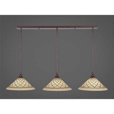 Toltec Lighting Any 3 - Light Chandelier in  Bronze with 12" Chocolate Icing Shade