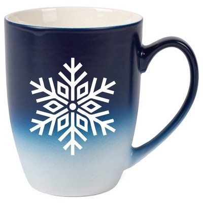 Elanze Designs N/A Two Toned Ombre Matte Navy Blue and White 12 ounce Ceramic Stoneware Coffee Cup Mug