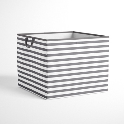 Bacati - Pin Stripes white/Gray Storage Box Large