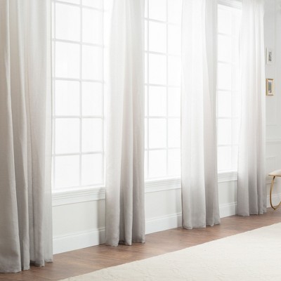 Taupe Faux Flax Semi-Sheer Window Curtain Panels, 52 x 63 Inches