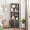 Farmhouse-Industrial Freestanding Bookshelf - 71.4"H Gray Wash Storage with Enclosed Cabinet & Open Shelves - 4 of 4